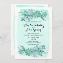 Green Rustic Winter Wedding 5x7 Invitation