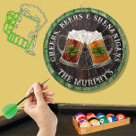 Green Rustic Wood Cheers Beers and Shenanigans   Dartboard<br><div class="desc">Cheers Beers and Shenanigans  Beer stein mugs with 4-leaf clover shamrock. This Irish Beer Drinking-themed dartboard is just right  for your occasion and makes the perfect personalised Gift,  it's great for graduation weddings,  parties,  family reunions,  and just everyday fun. Our easy-to-use template makes personalising easy.</div>