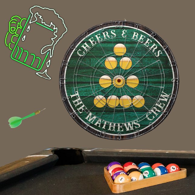 Green Rustic Wood Cheers n Beers Drinking Dartboard (Creator Uploaded)
