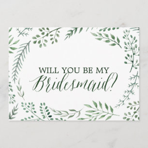 Green Rustic Wreath Will You Be My Bridesmaid Card