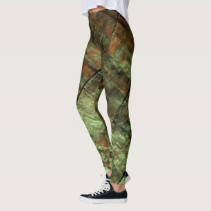 Green Rusty Grunge Metal Leggings