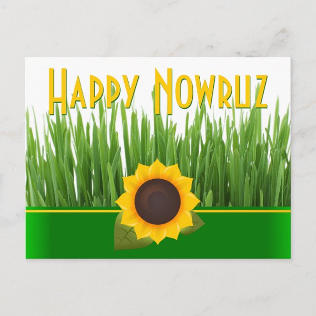 Green Sabzeh Sunflower Iranian New Year Nowruz Holiday Postcard (Front)