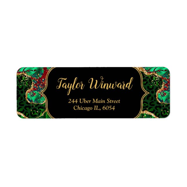 Green Safari Agate Return Address Label (Front)