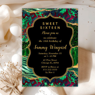 Green Safari Agate Sweet Sixteen Invitation