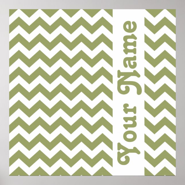 Green Safari Chevron with custom text Poster (Front)