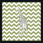 Green Safari Chevron with Pop Art Giraffe Poster<br><div class="desc">Mod Chevron pattern in Emporio Moffa's Safari Moods colour palette,  with pop art giraffe on one side.</div>
