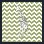 Green Safari Chevron with Pop Art Giraffe Poster<br><div class="desc">Mod Chevron pattern in Emporio Moffa's Safari Moods colour palette,  with pop art giraffe on one side.</div>