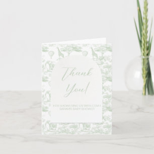 Green Safari D Toile Jouy Baby Shower Thank You Note Card