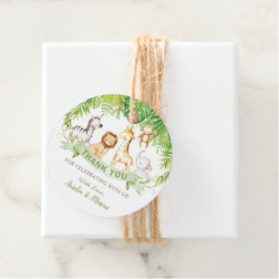 Green Safari Jungle Animals Baby Shower Birthday Favour Tags