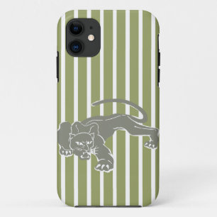 Green Safari Stripe with Leopard iPhone 11 Case