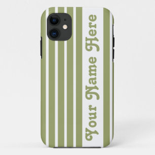 Green Safari Stripe with name iPhone 11 Case