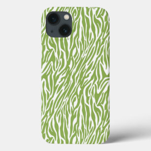 Green Safari Zebra Print iPhone 13 Case
