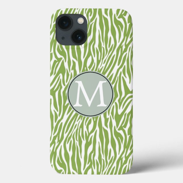Green Safari Zebra Print Case-Mate iPhone Case (Back)