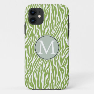 Green Safari Zebra Print iPhone 11 Case