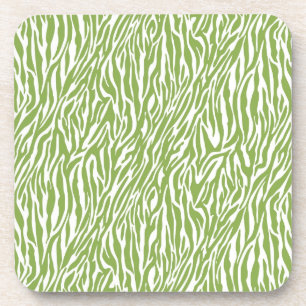Green Safari Zebra Print Coaster