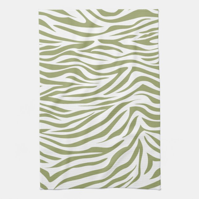 Green Safari Zebra Tea Towel (Vertical)