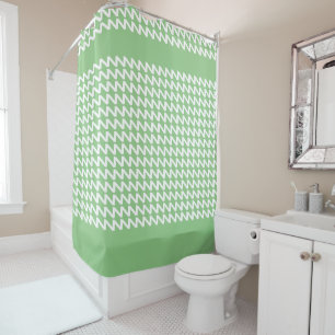 Green Sage and white Modern Sharp Waves Shower Curtain