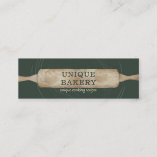 Green Sage Beige Watercolor Modern Unique Bakery Mini Business Card