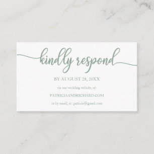 Green Sage Calligraphy Wedding Online RSVP Enclosure Card