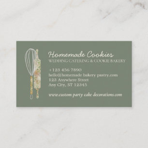 Green Sage Cream Blank Note Food Bakery Cook Business Card