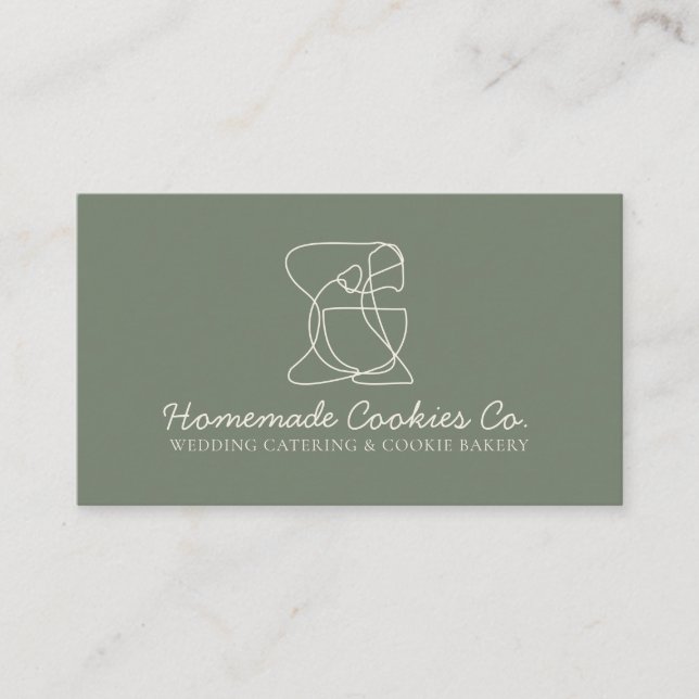 Green Sage Cream Homemade Food Bakery Cook Business Card (Front)
