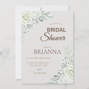 Green Sage Floral Bridal Shower  Invitation
