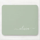 Green Sage Girly Script Monogram Name Modern