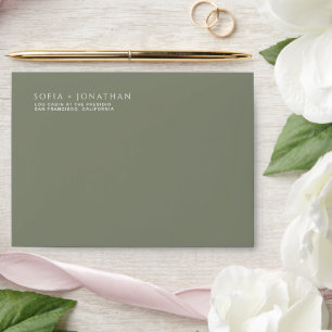 Green Sage Minimalist Elegant Wedding Envelope