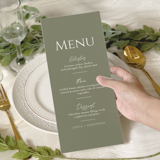 Green Sage Minimalist Elegant Wedding Menu (Creator Uploaded)