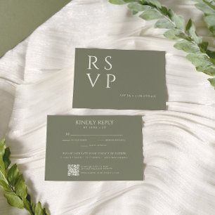 Green Sage Minimalist Elegant Wedding RSVP Card