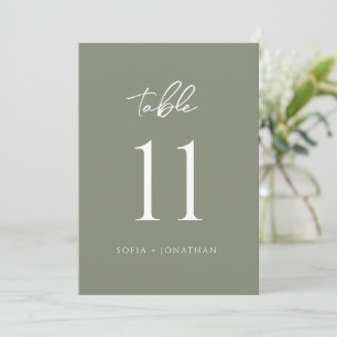 Green Sage Minimalist Elegant Wedding Table Number