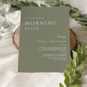 Green Sage Minimalist Morning After Wedding Invitation