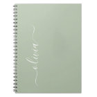 Green Sage Modern Script Girly Monogram Name
