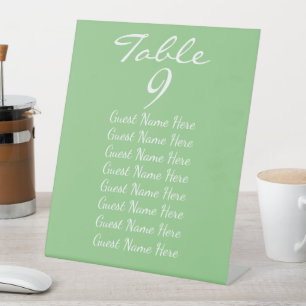Green Sage Signature Script Table Guest Name for 8 Pedestal Sign