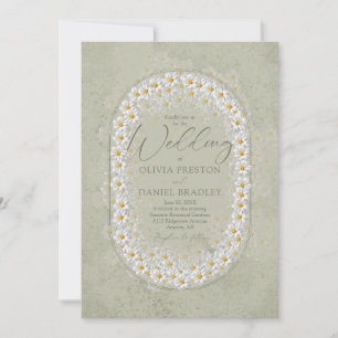 Green Sage with White Gardenias Boho Invitation