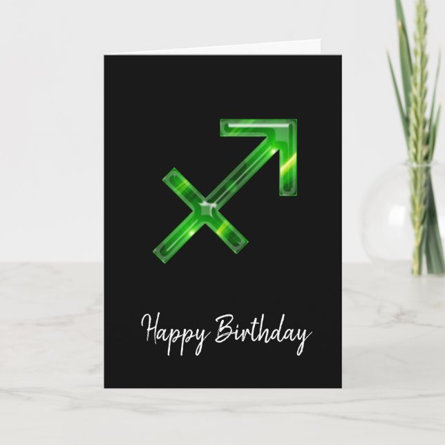 Green Sagittarius Sign Birthday Card (Front)