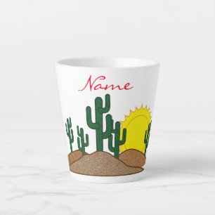 Green Saguaro Cactus Desert Sunrise Thunder_Cove Latte Mug