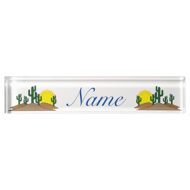 Green Saguaro Cactus Desert Sunrise Thunder_Cove Nameplate (Front)