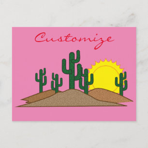 Green Saguaro Cactus Desert Sunrise Thunder_Cove Postcard