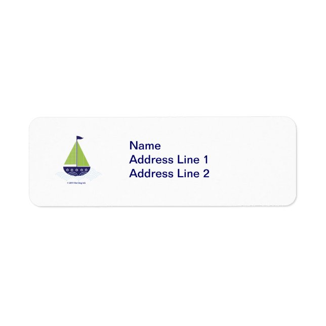 Green Sailboat Return Address Label (Front)