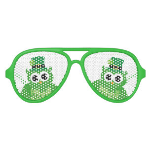 Green Saint St Patricks Day party shades with owl