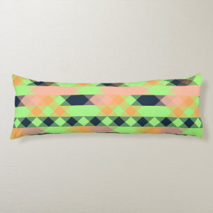 green, salmon, orange geometric body cushion