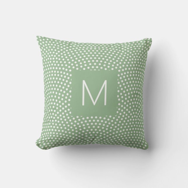Green Same Komon (shark skin) Monogrammed Cushion (Front)
