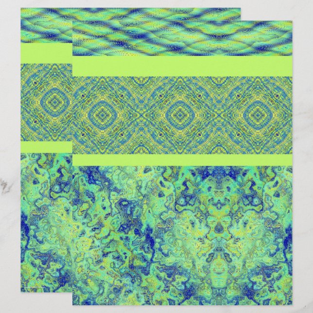 Green Sampler Scrapbook Paper 2-Sided Page (Front/Back)