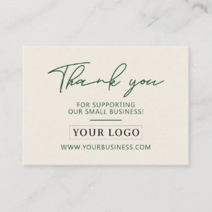 Green & Sand Business Logo Thank you Product Care Card