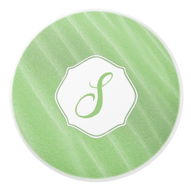 Green Sand Ripples Monogram Ceramic Pull (Front)