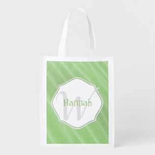 Green Sand Ripples Monogram Reusable Grocery Bag