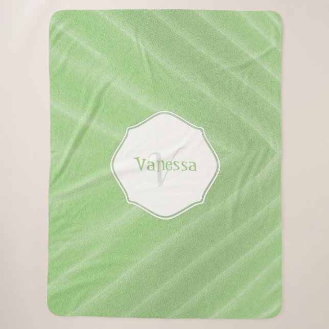 Green Sand Ripples Monogram Sherpa Blanket (Front)