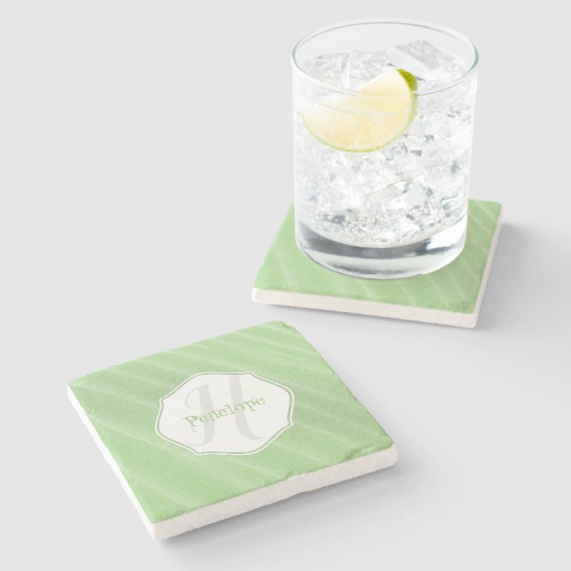 Green Sand Ripples Personalised Coaster (Side)