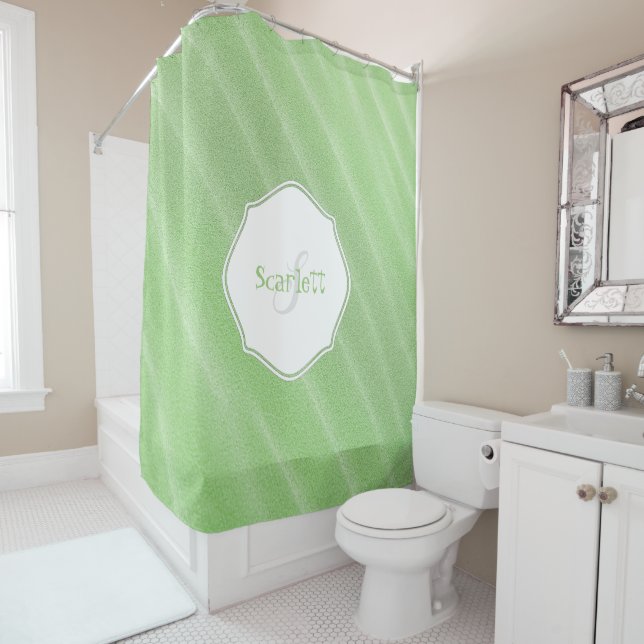 Green Sand Ripples Personalised Shower Curtain (In Situ)